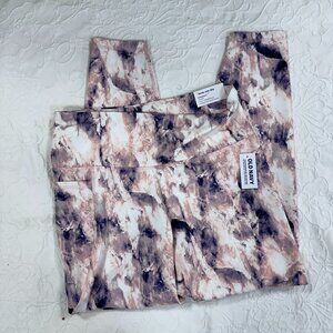 Old Navy Pink/Navy/White High-Rise Leggings Phone Pockets Size L NWT